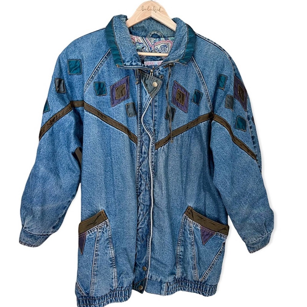Vintage denim jacket western boho geometric 22W by Current Seen